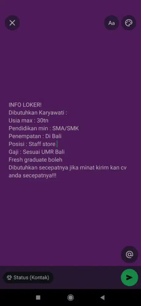 Staff store Di Mall Icon Bali