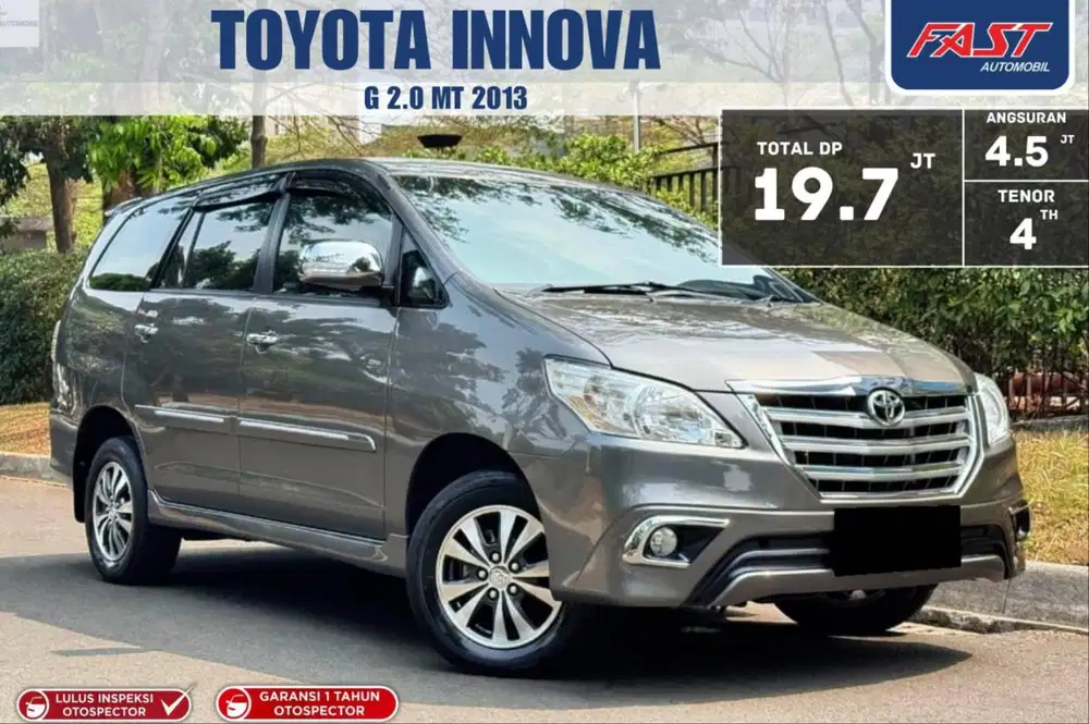 DP 19JT TOYOTA INNOVA G 2013 2.0 MT BENSIN LOW KM.84RB & PAJAK PANJANG
