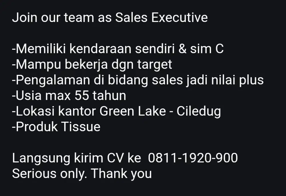 Salesman Tissue