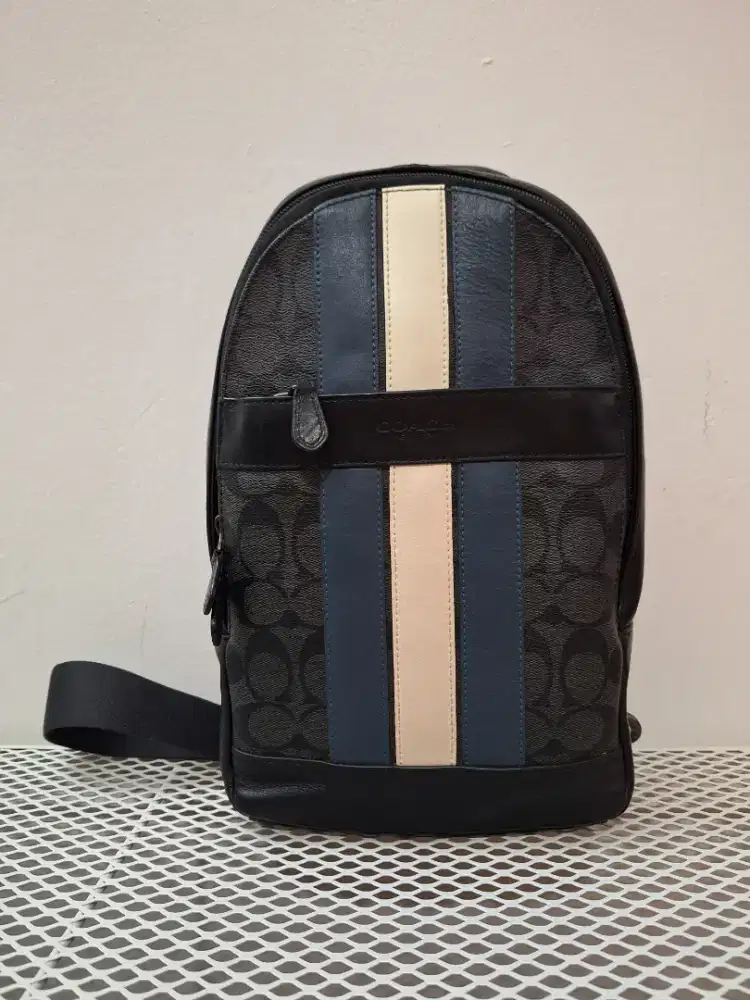 COACH Sling Bag Signature Varsity Stripe West Pack