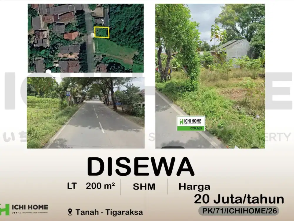 Disewakan Tanah Siap Pakai Lokasi Strategis Harga Terjangkau di Kutruk Tigaraksa Tangerang