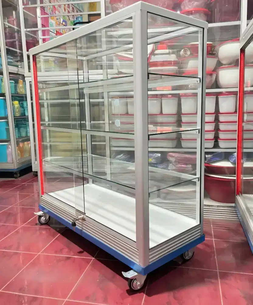 Etalase Toko Pakai Roda & Kunci 1Mx1M  Barang Siap kirim