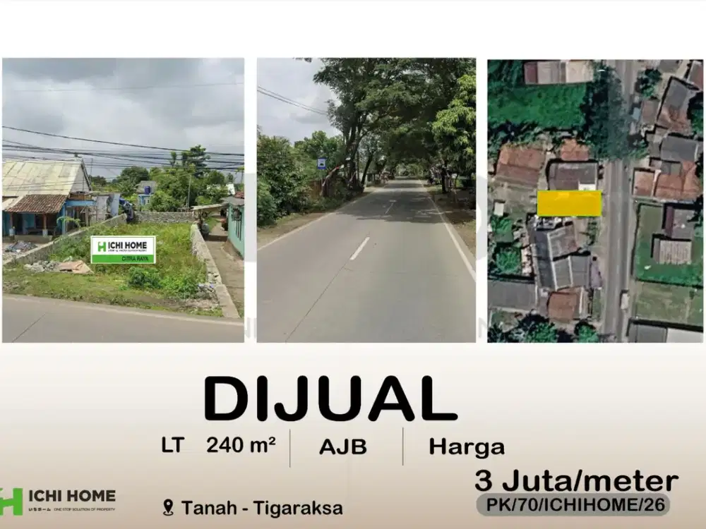Dijual Tanah Cocok Investasi Lokasi Nempel Jalan Raya di Kutruk Tigaraksa Tangerang