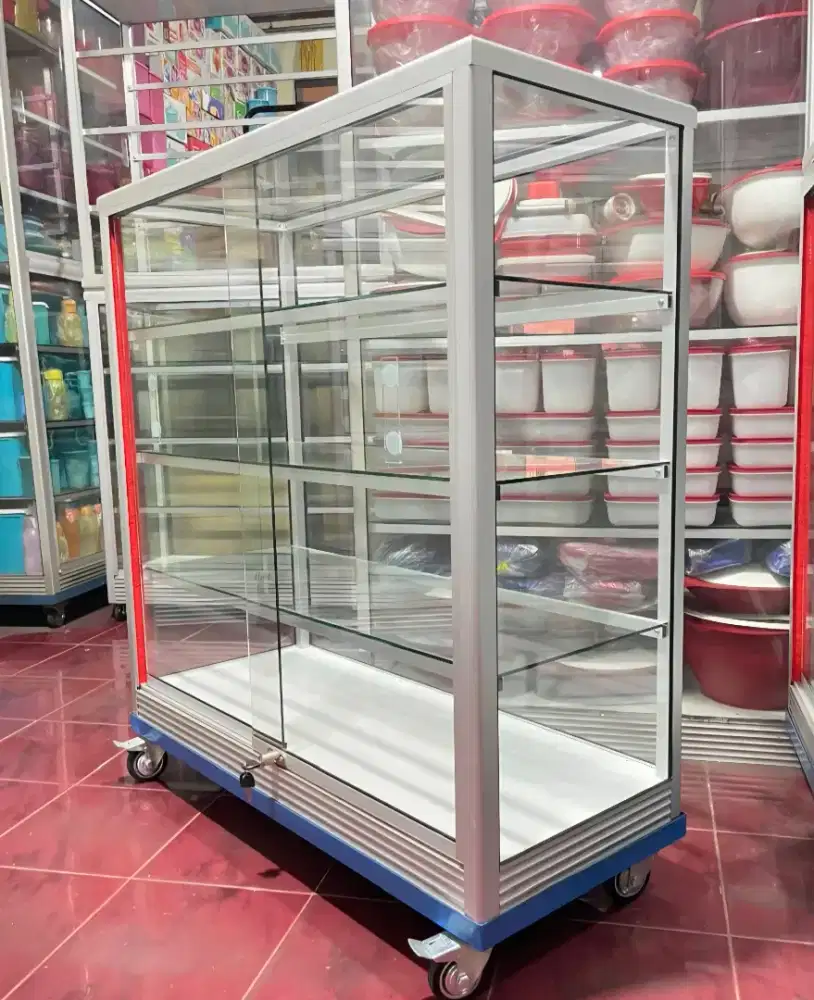 Etalase Pakai Roda & Kunci 1Mx1M Serbaguna