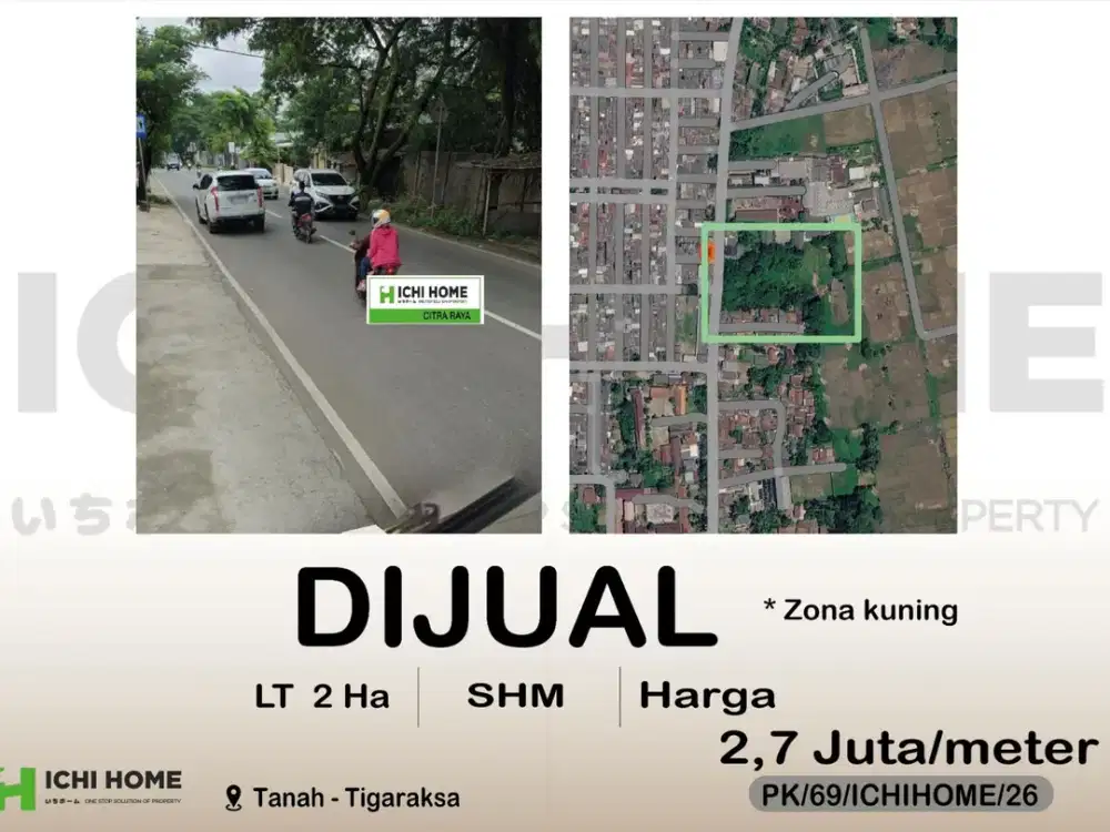 Dijual Tanah Zona Kuning Sudah SHM di Kawasan Kutruk Tigaraksa Tangerang