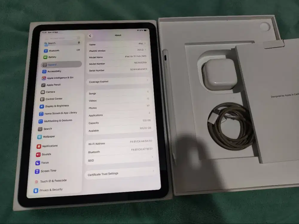 Ipad Air 7 M3 128gb Wifi only Fullset + Stylus Pen