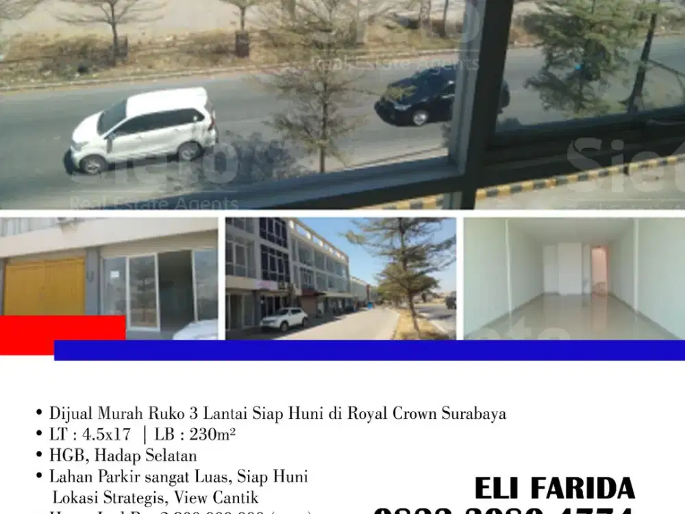 Dijual Murah Ruko 3 Lantai Siap Huni di Royal Crown Surabaya