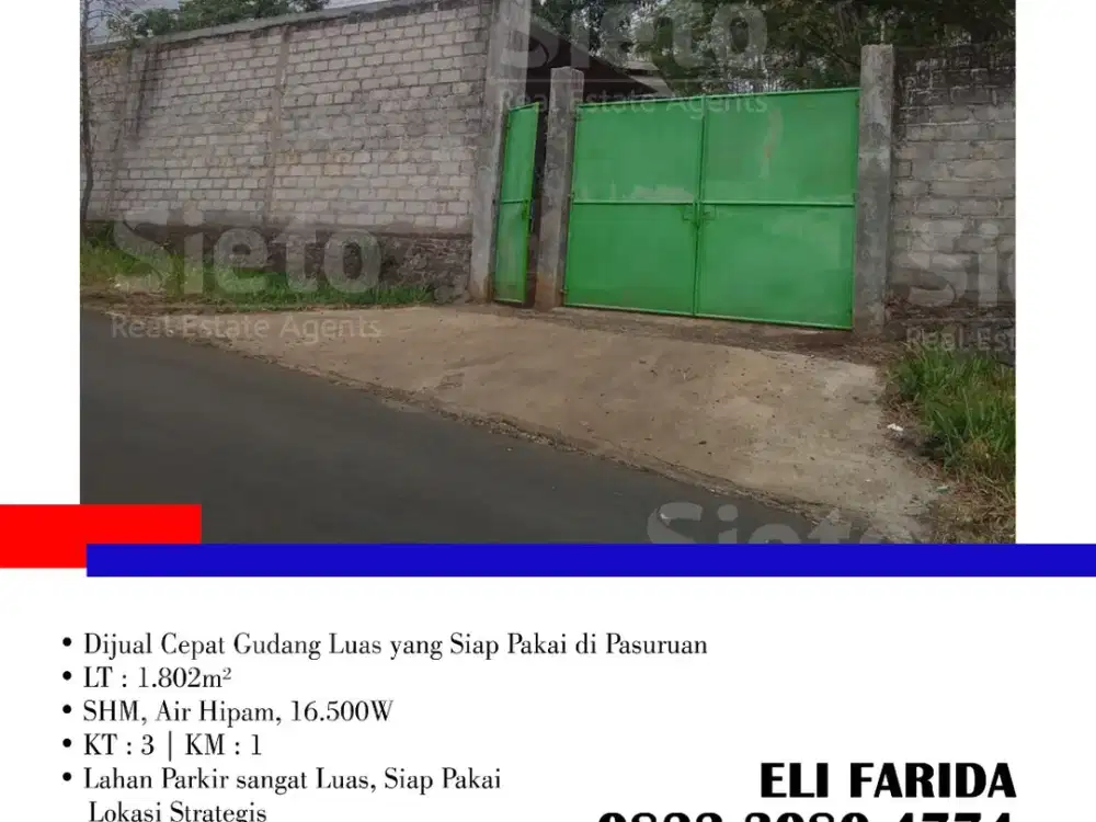 Dijual Cepat Gudang Luas yang Siap Pakai di Pasuruan