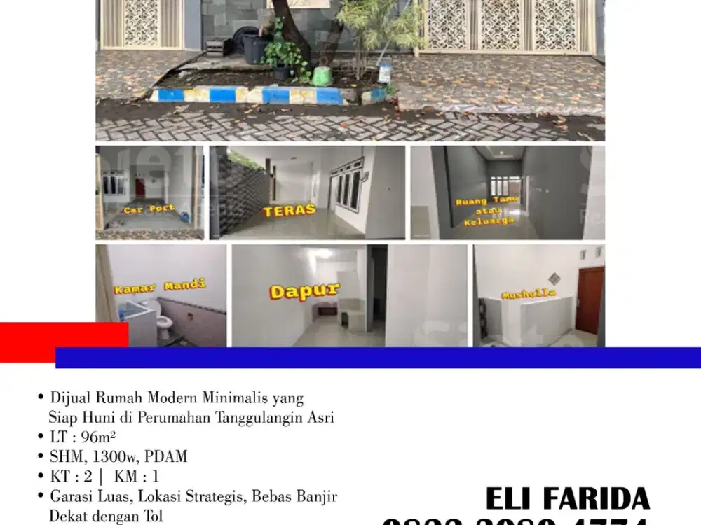 Dijual Rumah Modern Minimalis yang Siap Huni di Perumahan Tanggulangin Asri