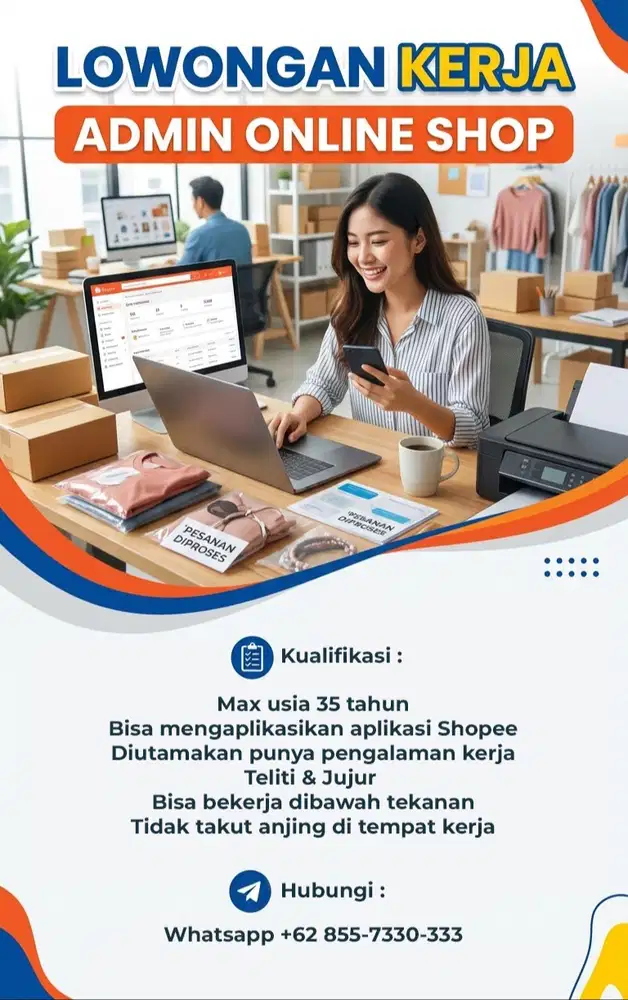 DICARI ASISTEN PACKING & ADMIN ONLINE SHOP