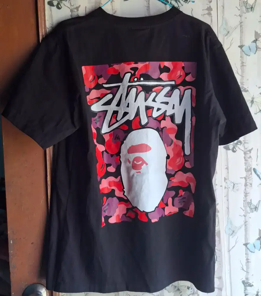 Kaos Tshirt Stussy X Bape