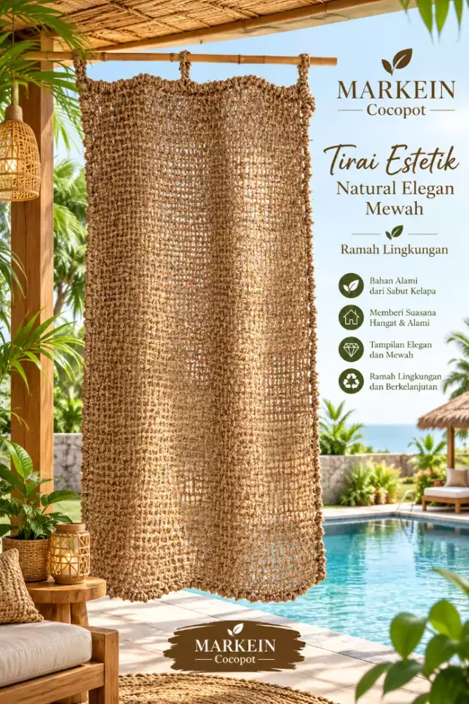 Tirai estetik natural elegan klasik mewah ramah lingkungan sabut