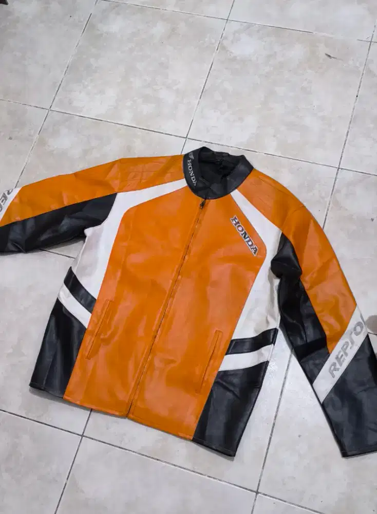 Leather Racing Jacket Honda Repsol Vintage Style