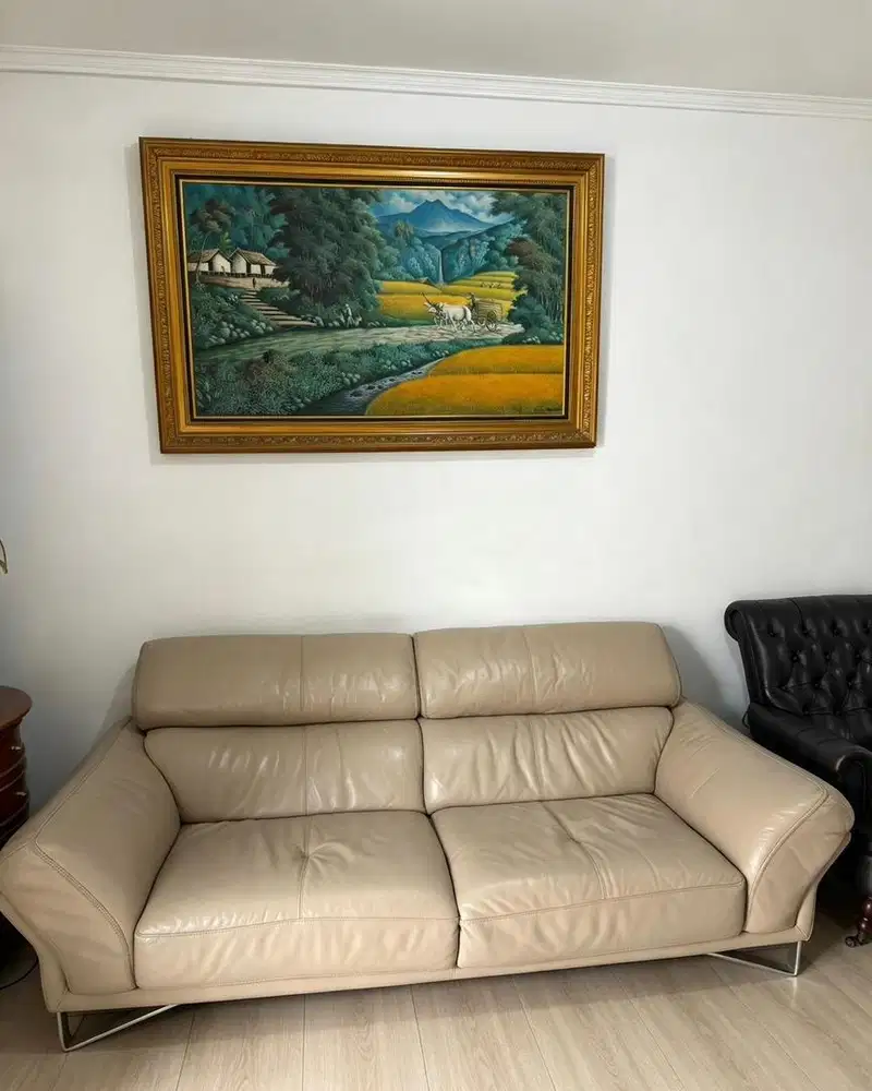 Sofa 3 Seater Brand Ferrara Full Leather Genuine ( Kulit Asli )