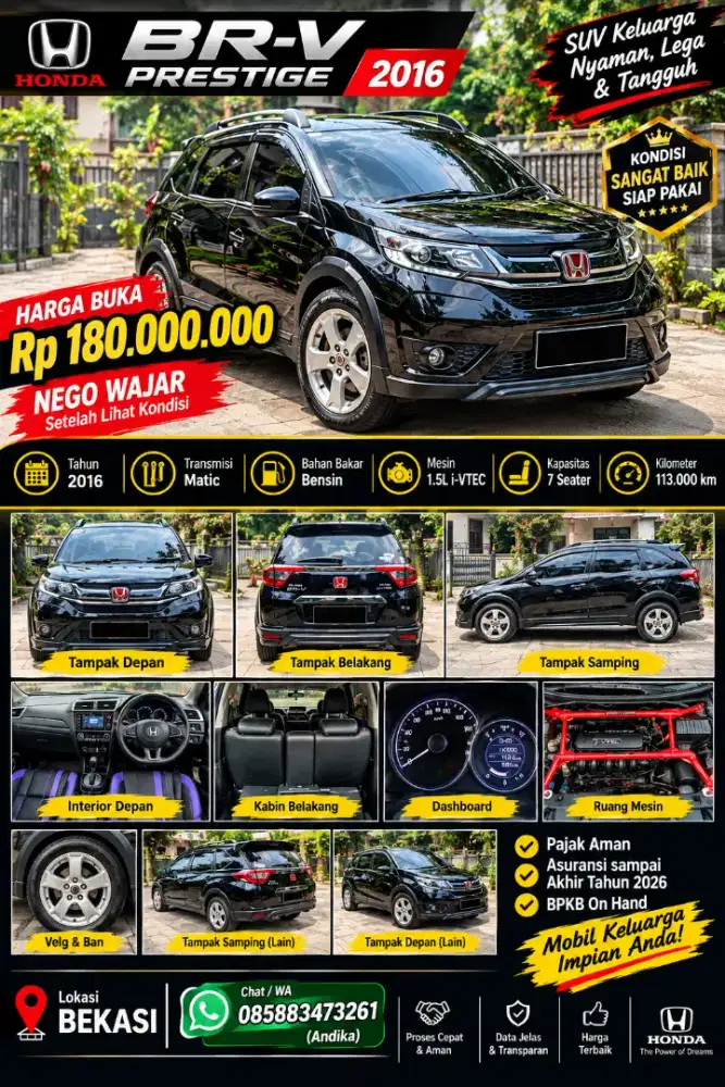 Honda BR-V Prestige 2016 Matic | Tangan Pertama | BPKB On Hand