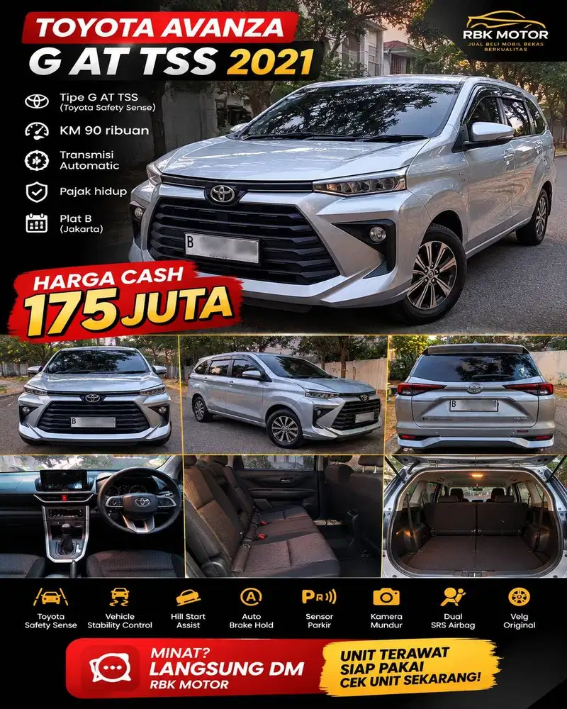 Toyota Avanza 1.5 G AT TSS 2021 Matic Plat B – Cash 175 Juta