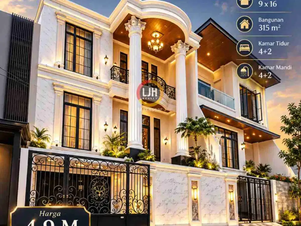 RUMAH BARU AMERICAN CLASSIC SIAP HUNI 3LT TENGAH KOTA MAKASSAR