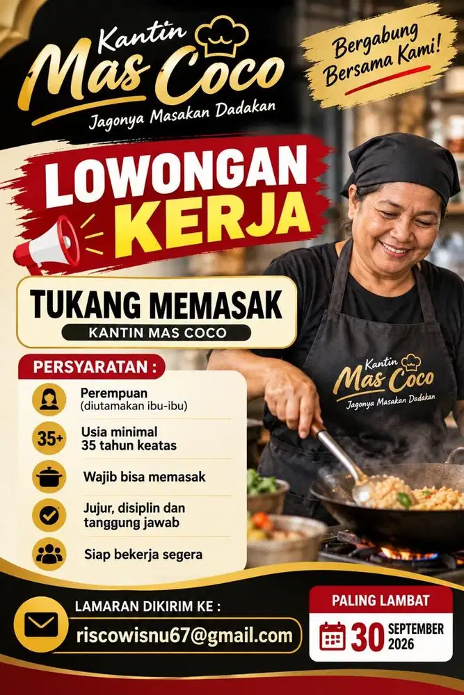 Lowongan Tukang Masak Ibu Ibu Gesit