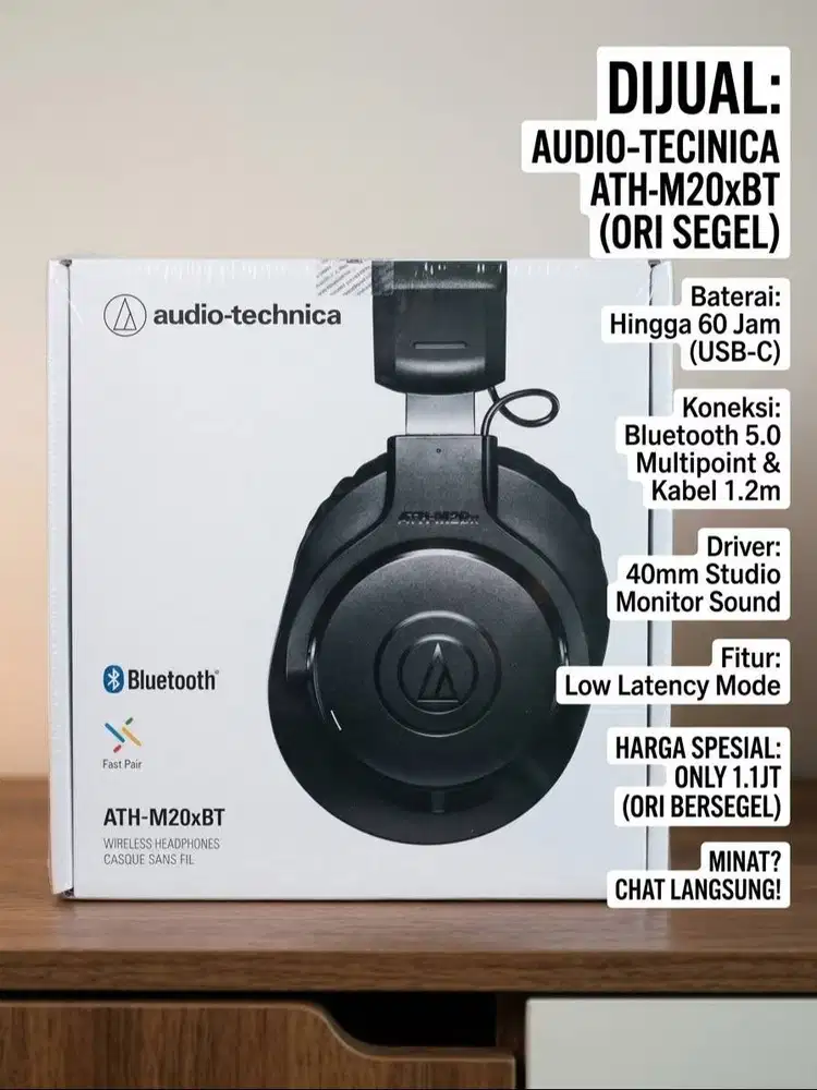 Audio-Technica ATH-M20xBT Bluetooth Headphone – NEW