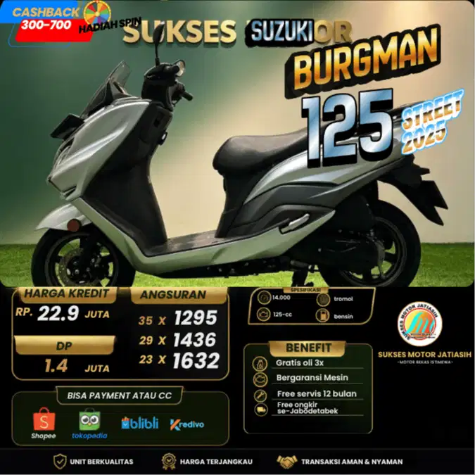 SUZUKI BURGMAN 125 STREET 2025 KM RENDAH 14 RIBU BISA PAKAI PAYLATER