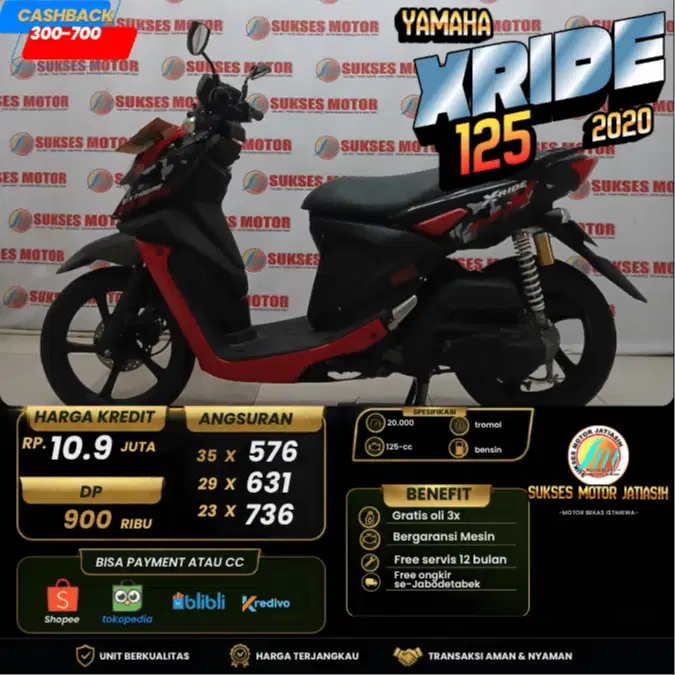 YAMAHA XRIDE 2020 KM MASIH RENDAH WARNA CAKEP SIAP GAS ANGSURAN MURAH