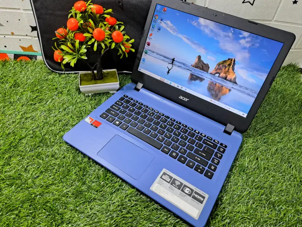 Sat set BU laptop acer aapire AMD A9 mulus slim siap pakai