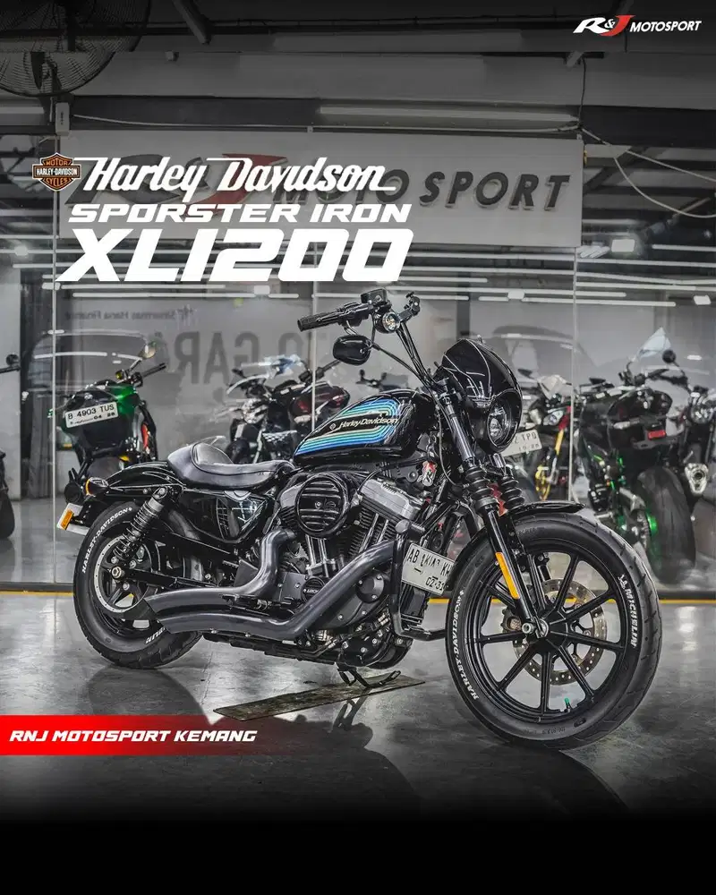 Harley Davidson 1200 XL Hitam Tahun 2019 ABS Km 16.000 an Knalpot V&H