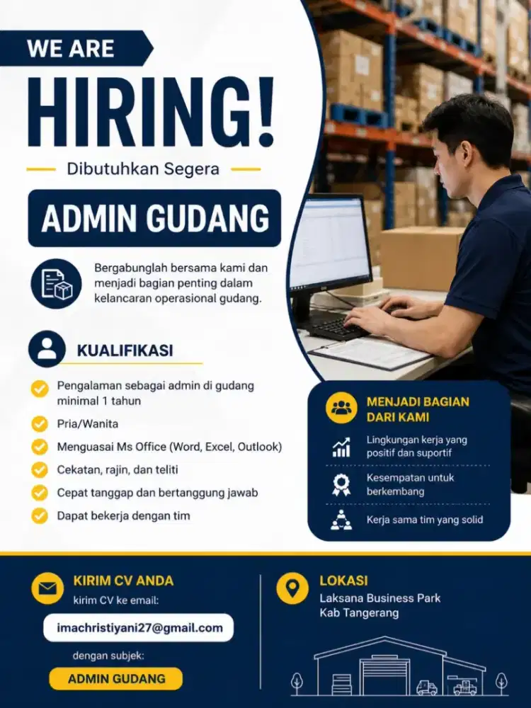 Dicari Admin Gudang Online Shop