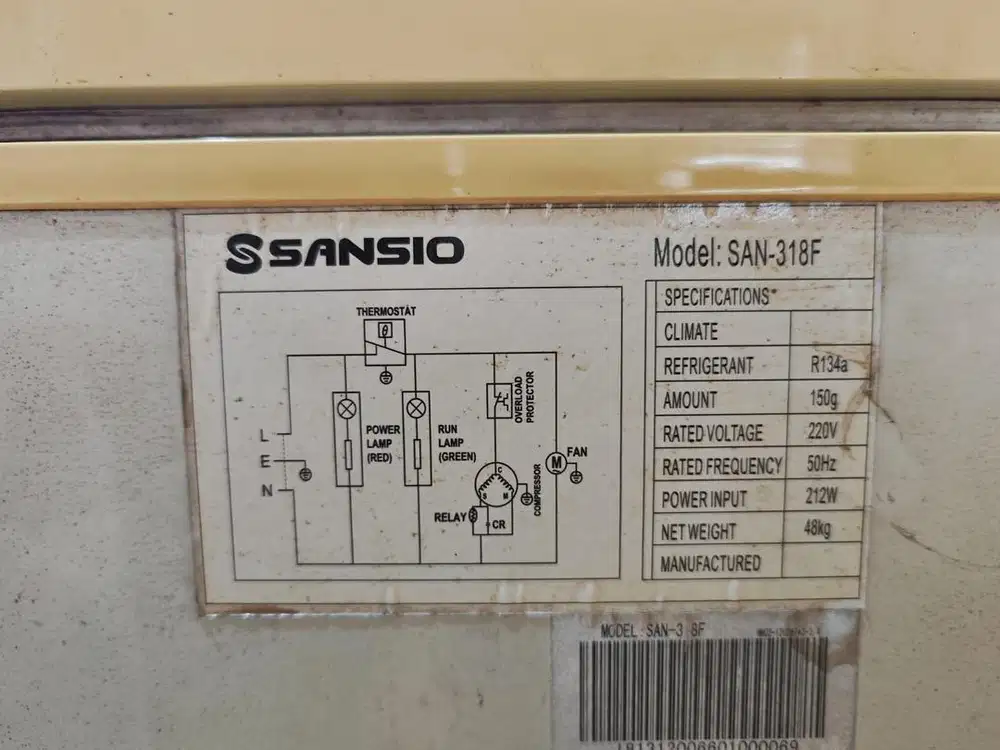 Dijual Frezer sansio 300 liter SAN318F