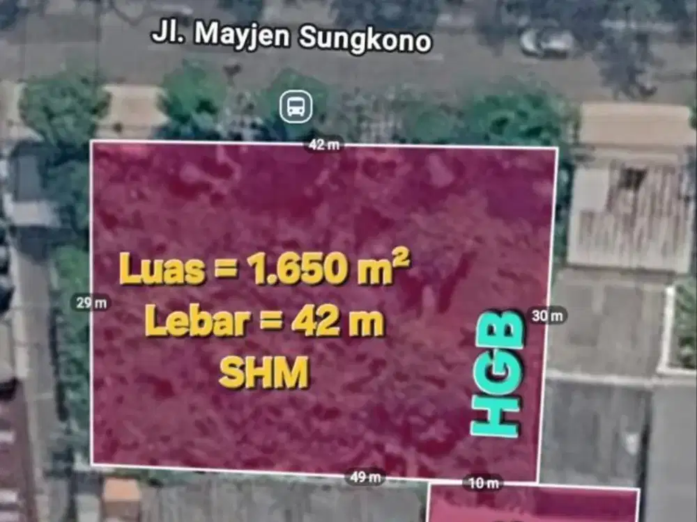 Dijual kavling PREMIUM Jalan RAya Mayjend Sungkono surabaya