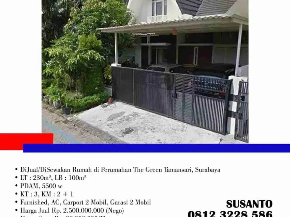 DiJual/DiSewakan Rumah di Perumahan The Green Tamansari, Surabaya