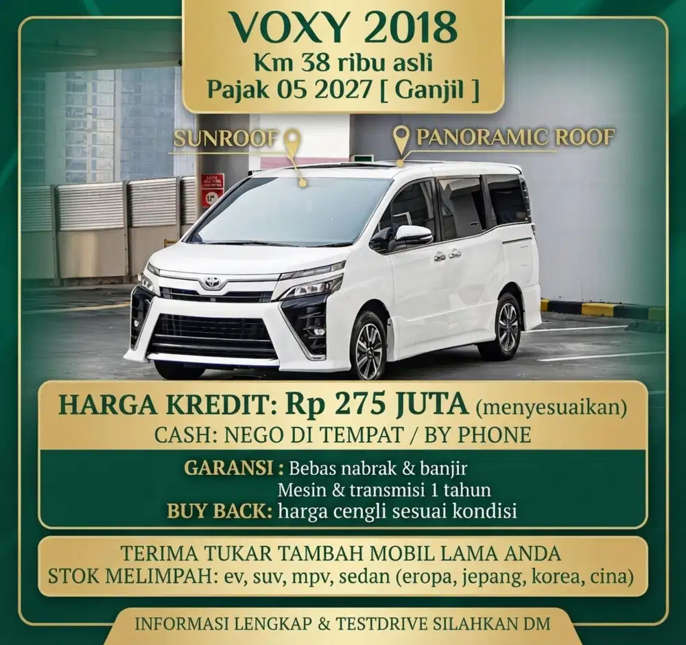 KEISTIMEWAAN VVIP- TOYOTA VOXY 2018 - UNIT LANGKA - KM 38 RIBU -GANJIL