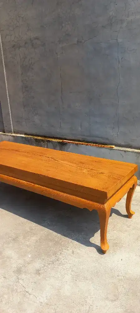 Meja tamu garengan kayu jati utuh