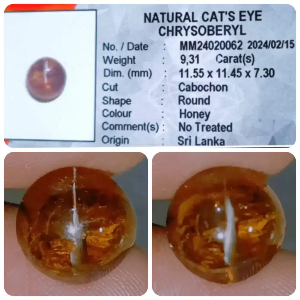 Natural Cat's Chrysoberyl