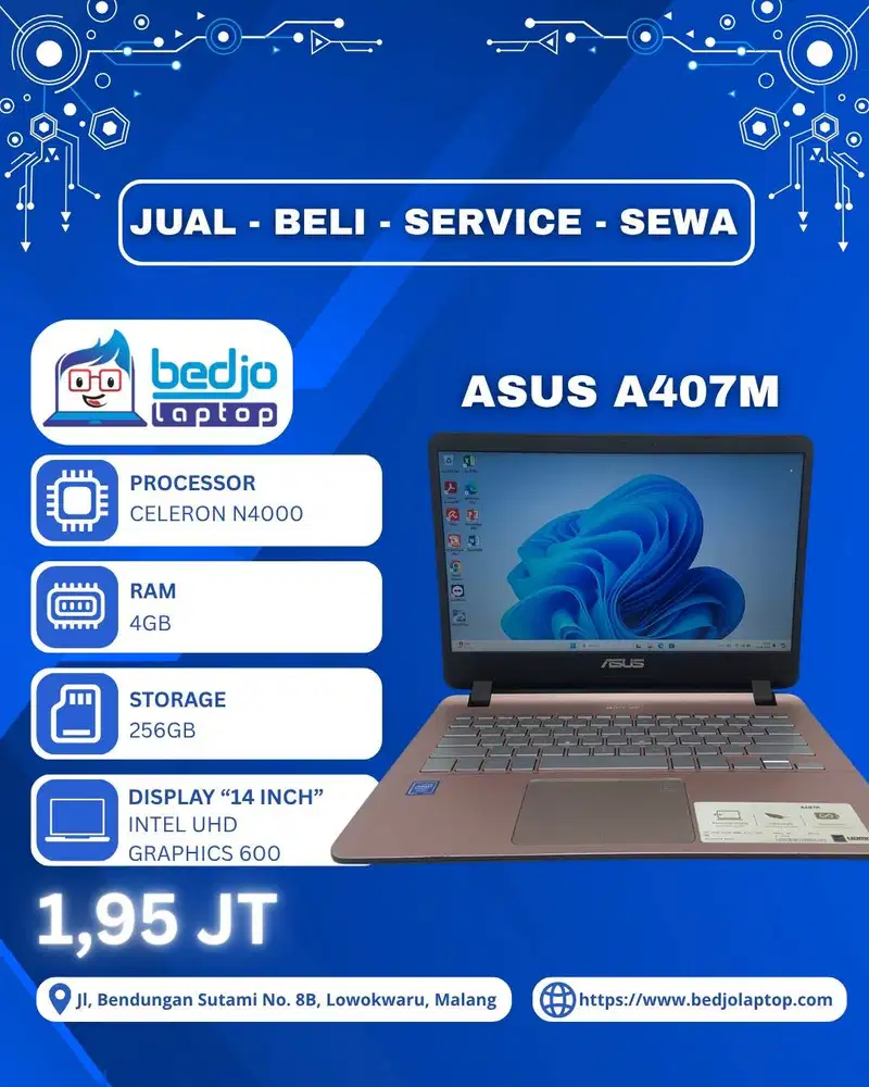 ASUS Celeron SSD 256GB Harga 1 Jutaan, ASUS A407M
