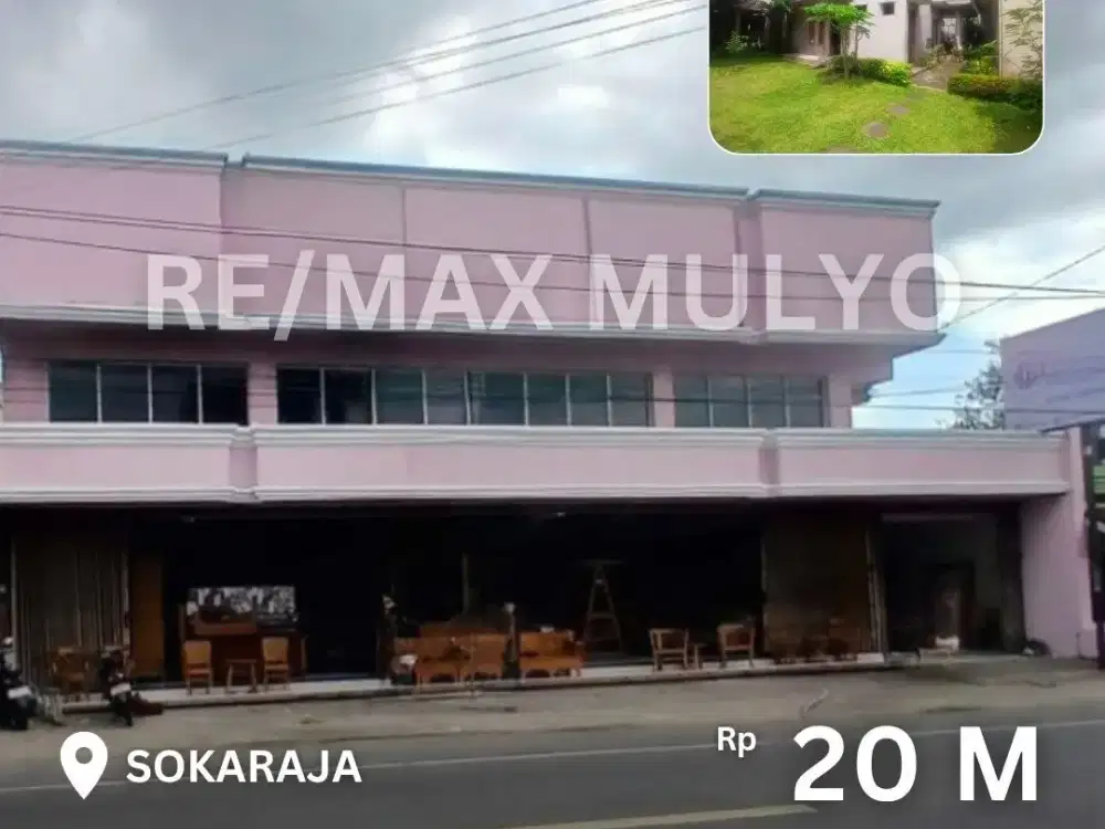 Dijual Rumah dan Ruang Usaha Besar Lokasi Strategis Komplek Pertokoan di Sokaraja