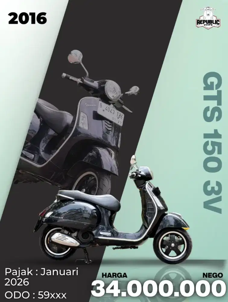 PIAGGIO VESPA GTS 150 3V TAHUN 2016