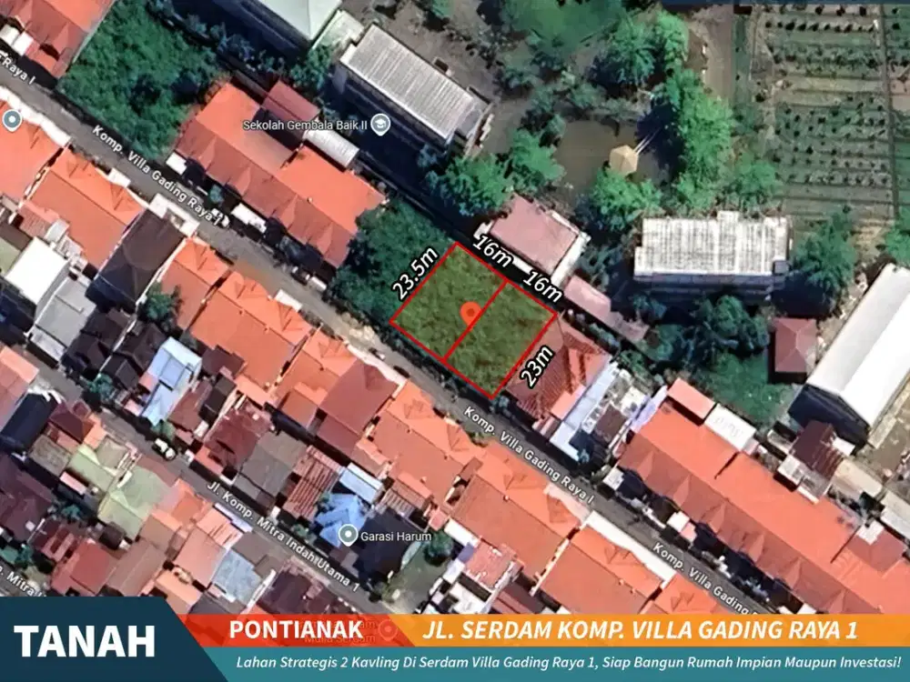 Dijual Tanah Strategis 2 Kavling Siap Bangun Komp Villa Gading Raya 1 Serdam Pontianak