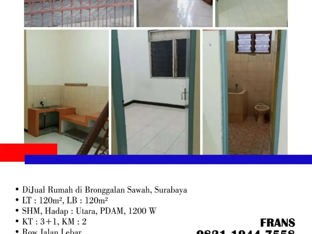 DiJual Rumah di Bronggalan Sawah, di Surabaya