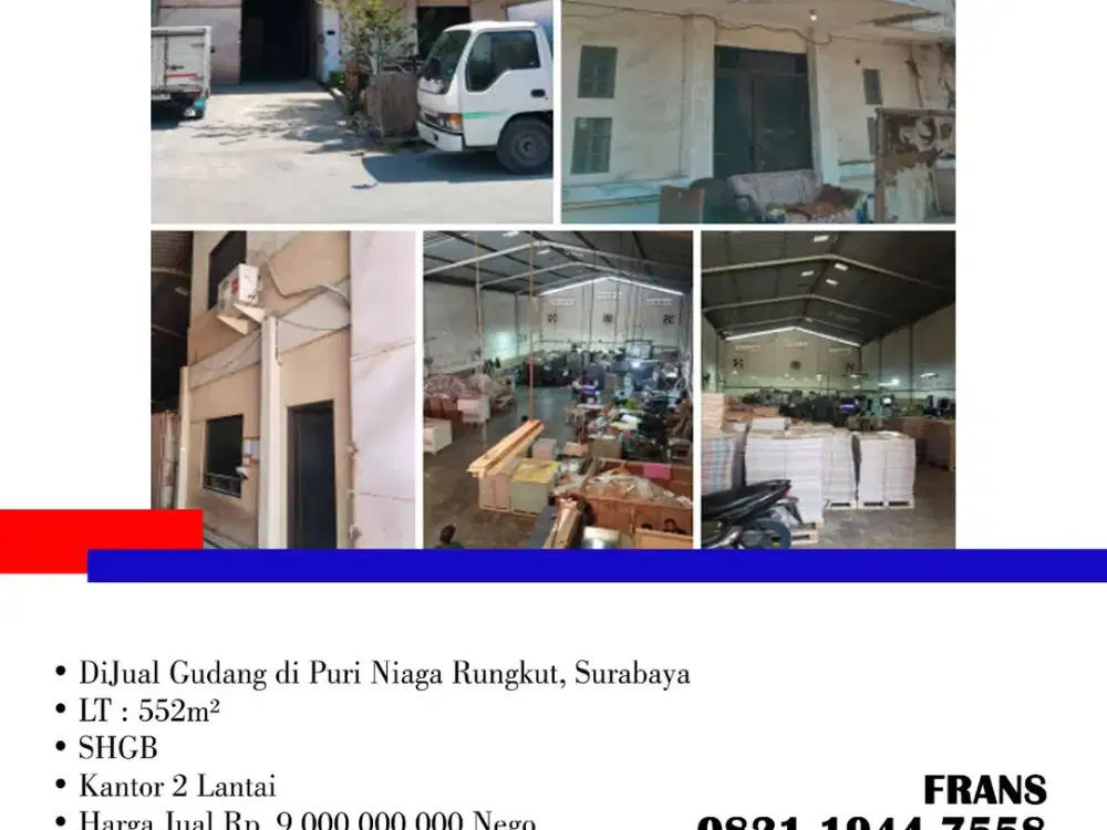 DiJual Gudang di Puri Niaga Rungkut, di Surabaya