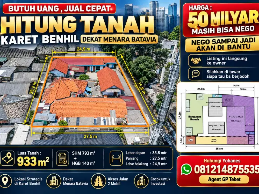 Hitung Tanah Karet Benhil dekat Menara Batavia