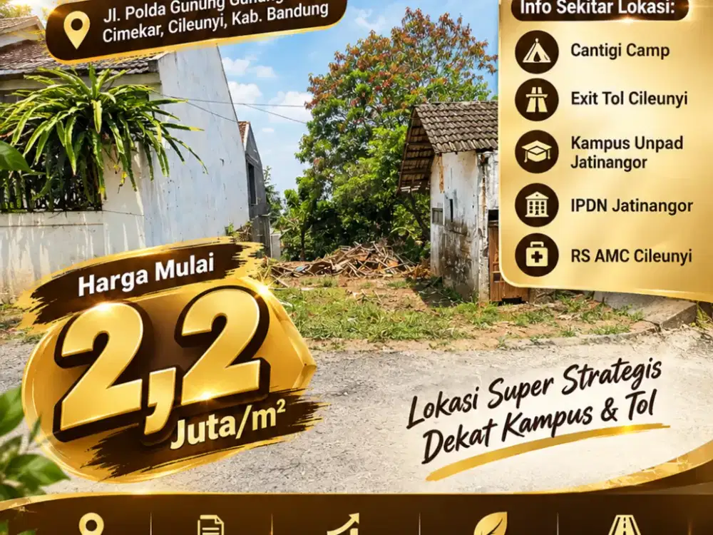 Tanah Murah di Cileunyi! Mulai Rp2,2 Juta/m²
