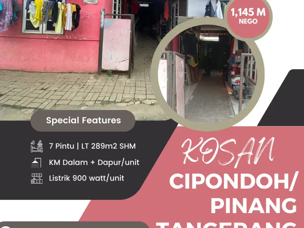 JUAL CEPAT KONTRAKAN AREA PABRIK DPR PINANG CIPONDOH TANGERANG HARGA NJOP