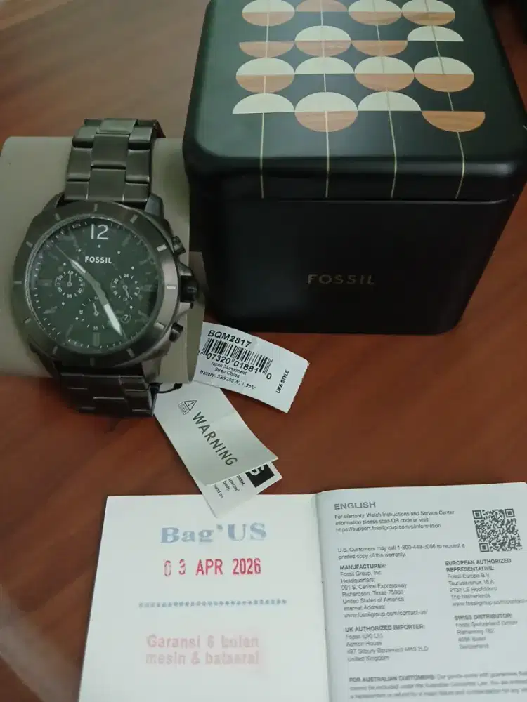 Jam Fossil BQ2817 Black for man