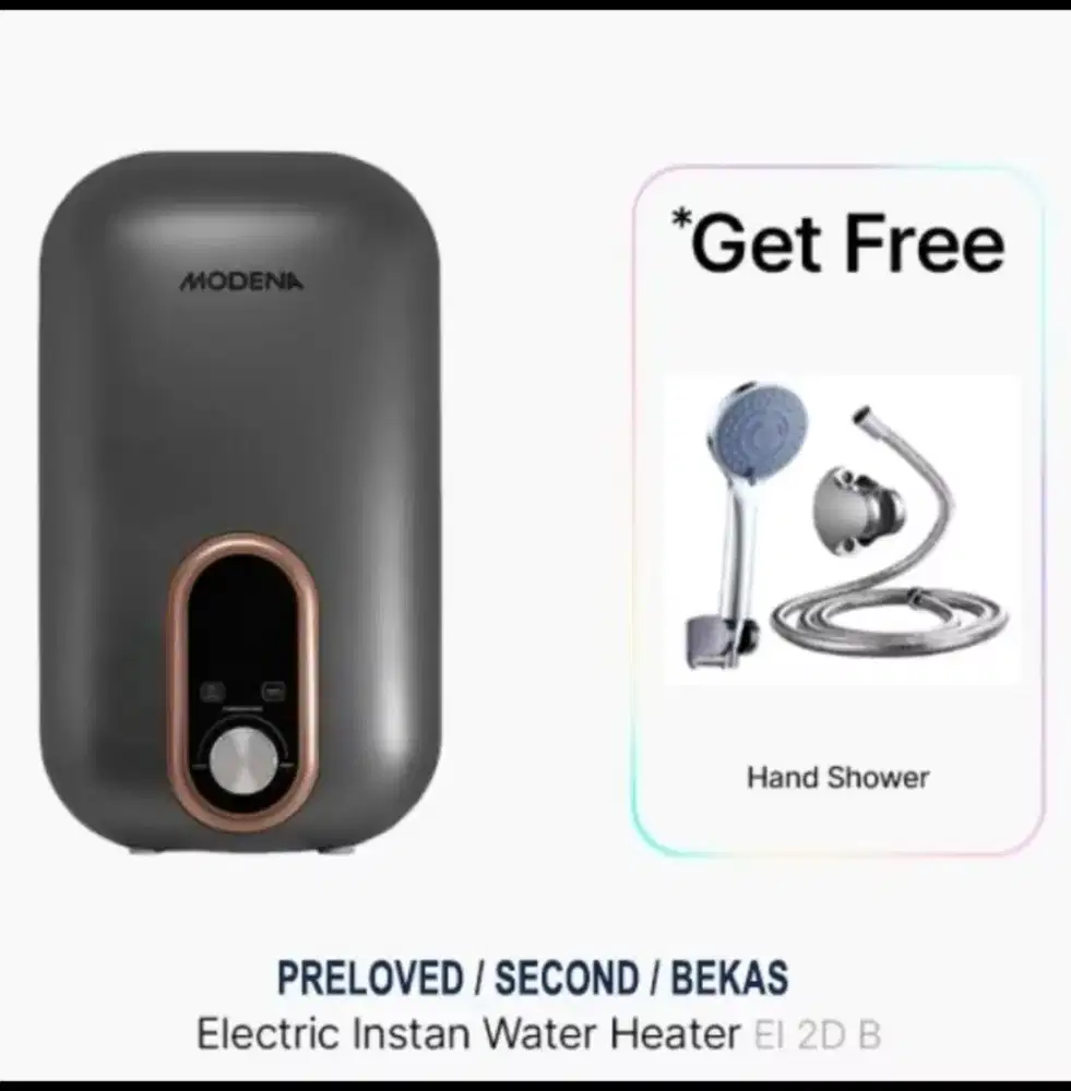 Modena Instant Water Heater EI 2D B Second + Gratis Hand Shower Baru