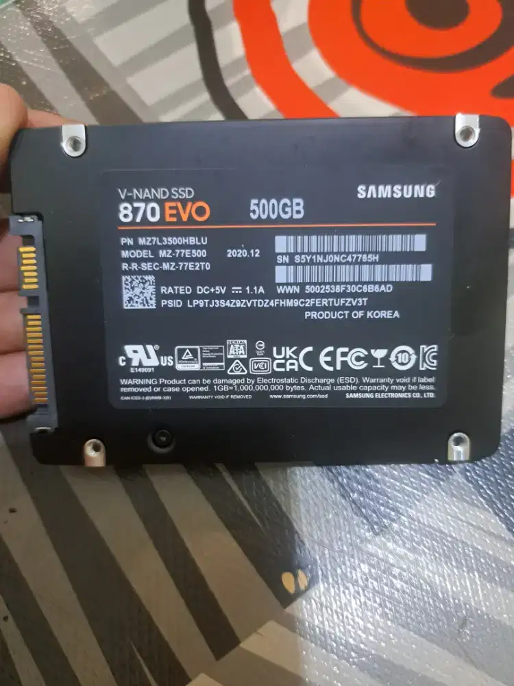 Satset jual BU SSD samsung 870 evo 500 gb 100% normall