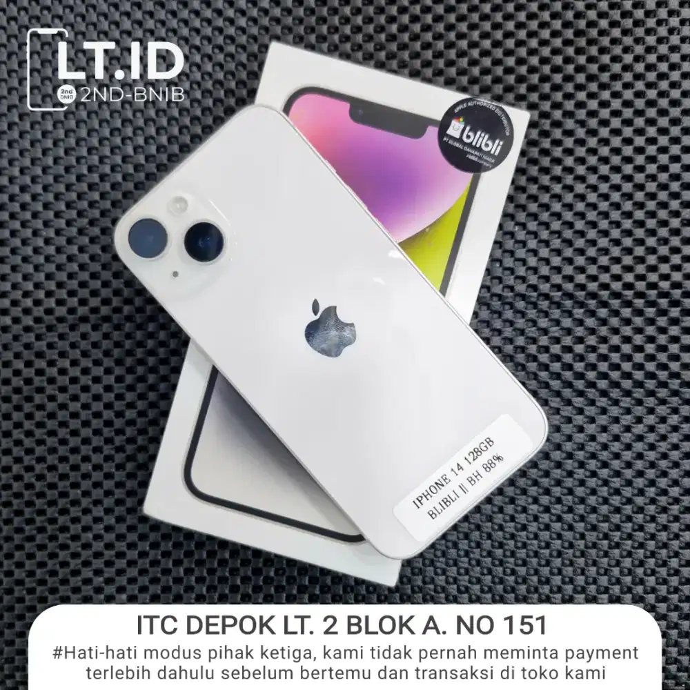 iPhone 14 128gb ex resmi Blibli full ori free adapter no minus