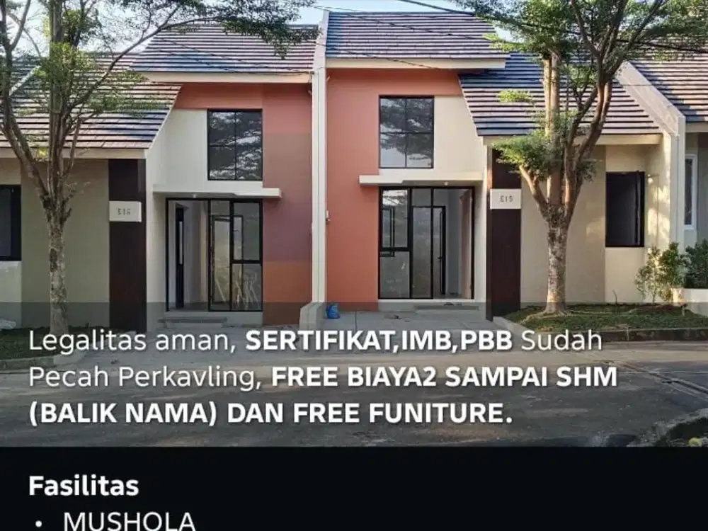 3jt all in, FREE FURNISH Cicilan mulai 2.8jt. 5 menit KRL Bojong di Sukahati Cibinong