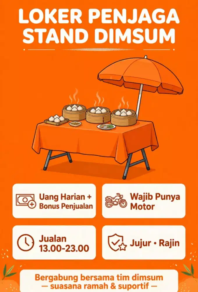 Lowongan kerja Operator/penjaga Stand Dimsum