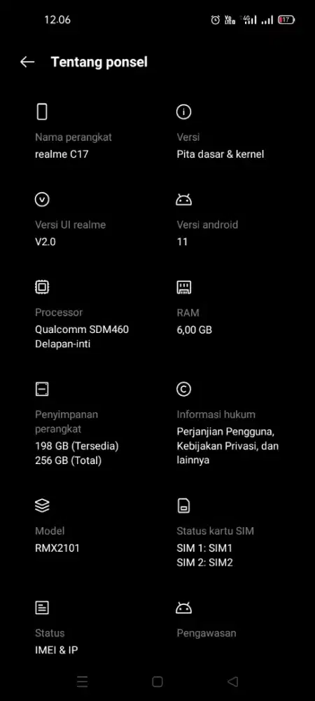 Jual segera hp realme c17 ram 6/256